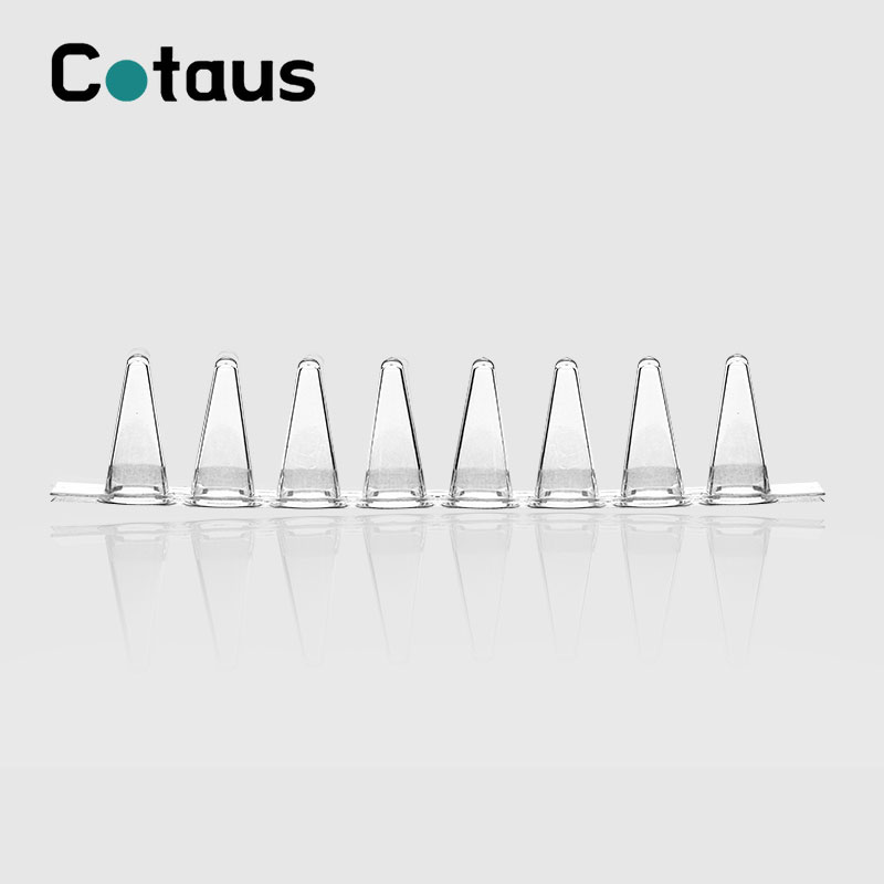 Tiwbiau 8-Strip PCR Tryloyw 0.1ml